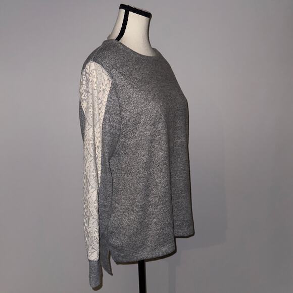 Flora Nikrooz Grey Sweatshirt with Lace Sleeves Women’s size Medium - Picture 3 of 6
